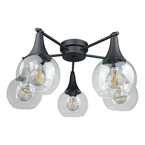 Keter Lighting Felületre szerelhető csillár  STAR 5xE27/60W/230V fekete/átlátszó