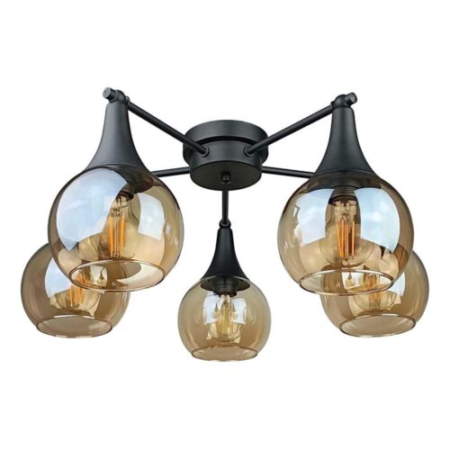 Keter Lighting Felületre szerelhető csillár  STAR 5xE27/60W/230V fekete/füstös bézs