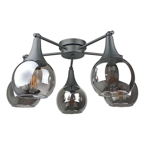 Keter Lighting Felületre szerelhető csillár  STAR 5xE27/60W/230V fekete/füstös fekete