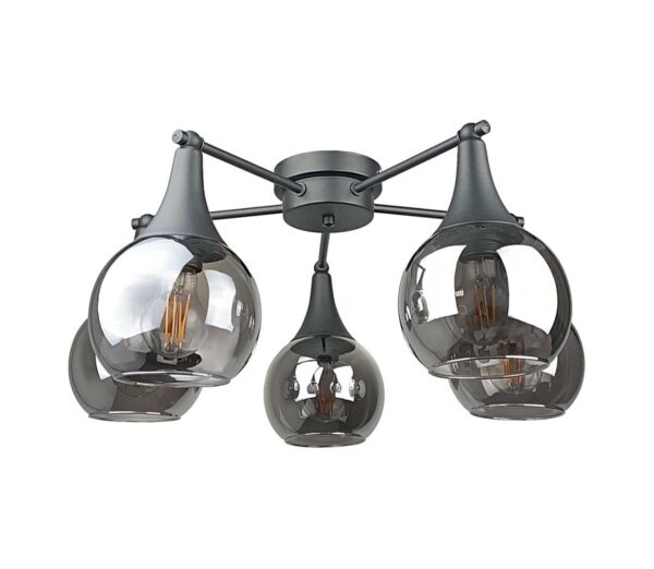 Keter Lighting Felületre szerelhető csillár  STAR 5xE27/60W/230V fekete/füstös fekete