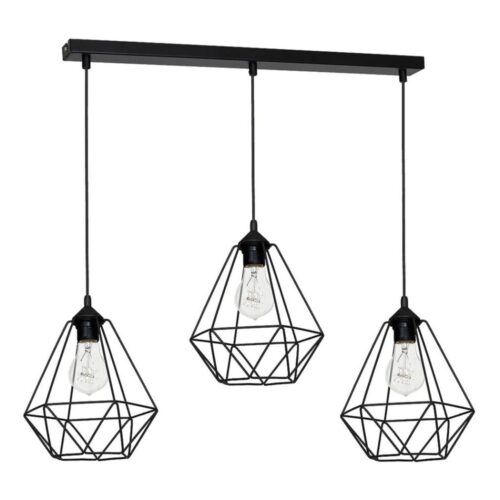 Függeszték BASKET 3xE27/60W/230V fekete