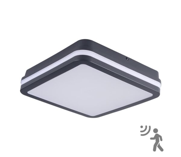 33347 – LED Kültéri mennyezeti lámpa érzékelővel BENO LED/24W/230V 4000K Antracit IP54