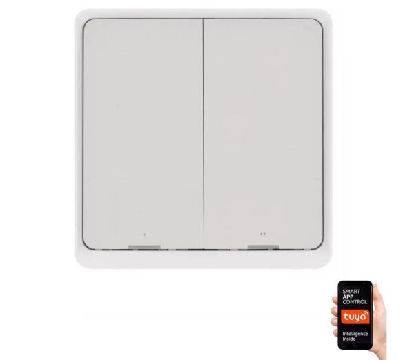 Kapcsoló 2 gombos GoSmart 1xCR2430 Tuya fehér