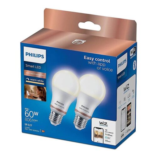 Philips KÉSZLET 2x LED Dimmelhető izzó Philips A60 E27/8W/230V Wi