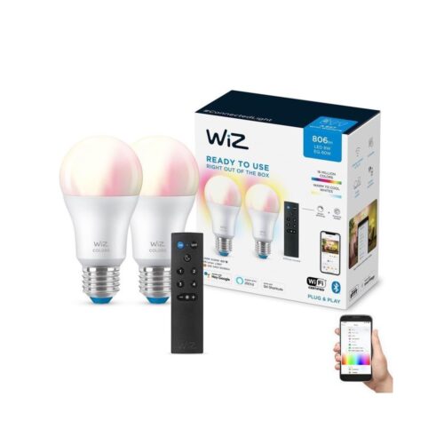 WiZ KÉSZLET 2x LED RGBW Dimmelhető izzó A60 E27/8