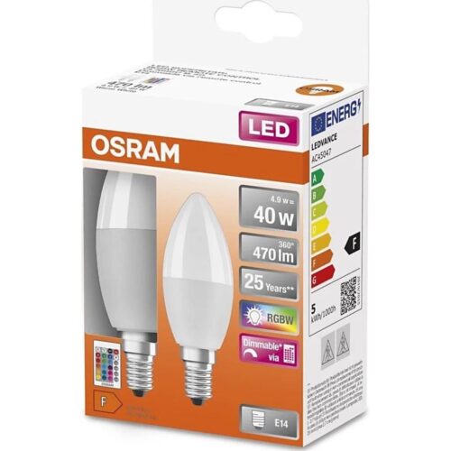 Osram KÉSZLET 2x LED RGBW Dimmelhető izzó B38 E14/4