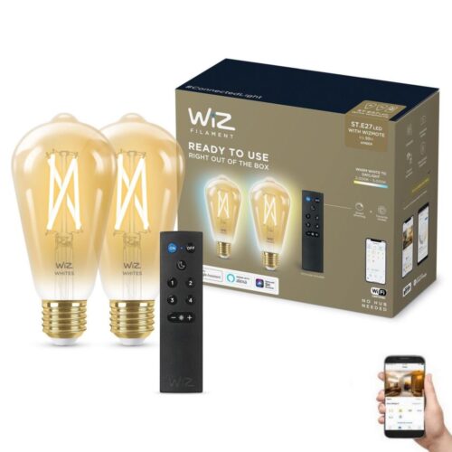 WiZ KÉSZLET 2xLED Dimmelhető izzó ST64 E27/7W/230V 2000