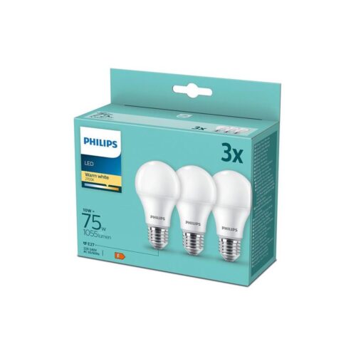 Philips KÉSZLET 3x LED Izzó Philips A60 E27/10W/230V 2700K