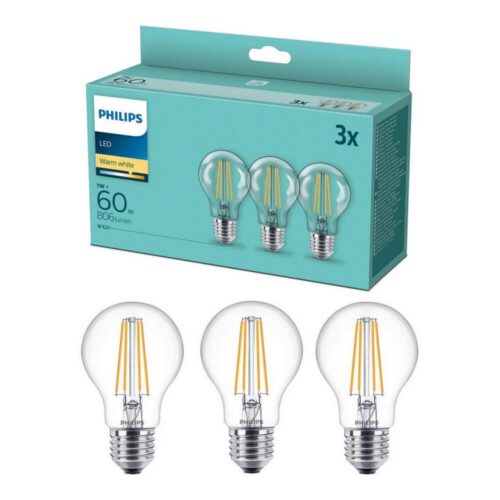 Philips KÉSZLET 3x LED Izzó VINTAGE Philips A60 E27/7W/230V 2700K