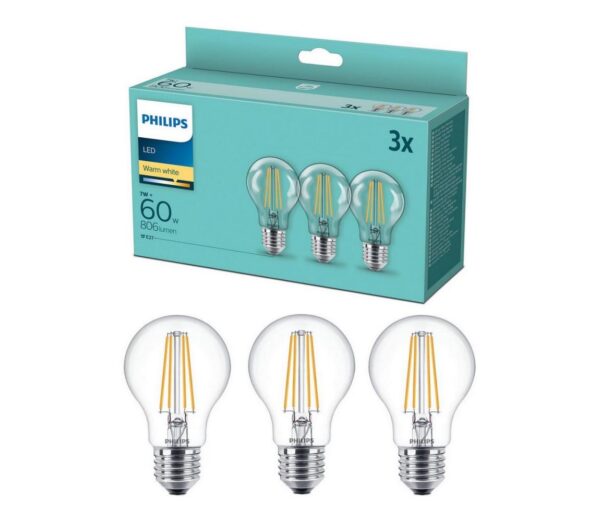 Philips KÉSZLET 3x LED Izzó VINTAGE Philips A60 E27/7W/230V 2700K