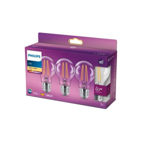 Philips KÉSZLET 3x LED Izzó VINTAGE Philips A60 E27/7W/230V 2700K