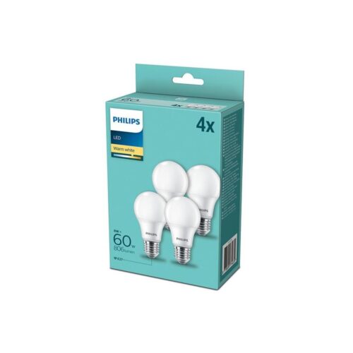 Philips KÉSZLET 4x LED Izzó Philips E27/8W/230V 2700K