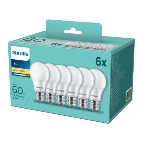 Philips KÉSZLET 6x LED Izzó Philips E27/8W/230V 2700K