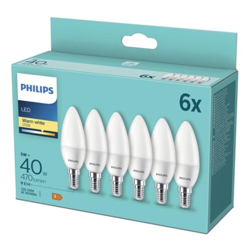 Philips KÉSZLET 6xLED Izzó Philips B35 E14/5W/230V 2700K
