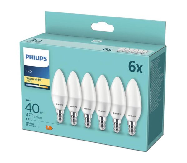 Philips KÉSZLET 6xLED Izzó Philips B35 E14/5W/230V 2700K