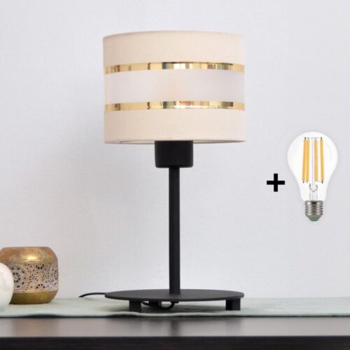 LED Asztali lámpa HELEN 1xE27/15W/230V krém/fekete/arany