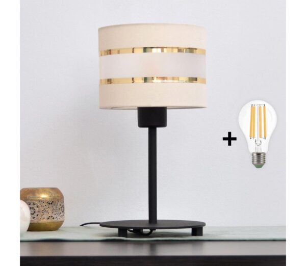LED Asztali lámpa HELEN 1xE27/15W/230V krém/fekete/arany
