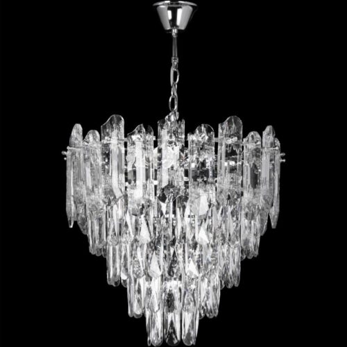 LED Csillár láncon 7xE27/60W/230V + 4xLED/6W átm. 40 cm fényezett króm