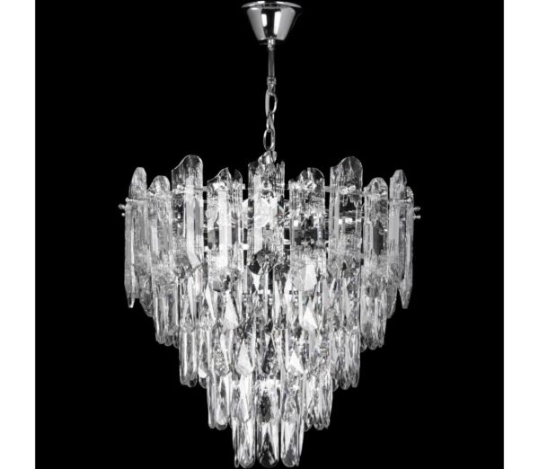 LED Csillár láncon 7xE27/60W/230V + 4xLED/6W átm. 40 cm fényezett króm