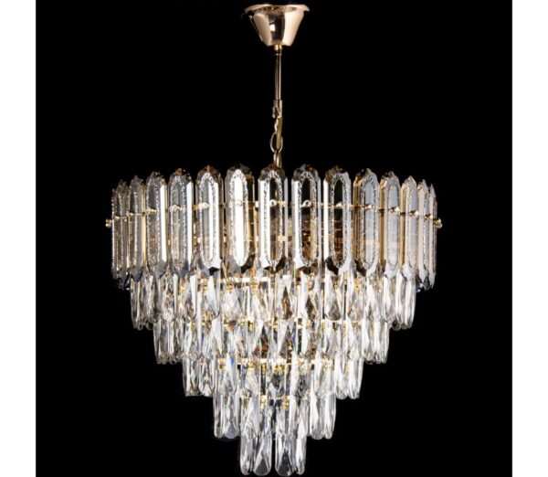 LED Csillár láncon 9xE27/60W/230V + 6xLED/6W átm. 50 cm arany