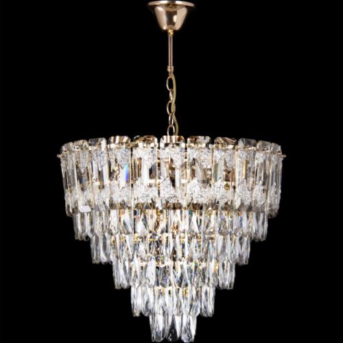 LED Csillár láncon 9xE27/60W/230V + 6xLED/6W átm. 50 cm arany
