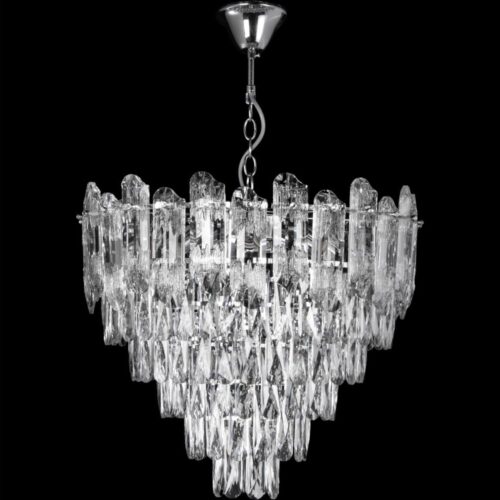 LED Csillár láncon 9xE27/60W/230V + 6xLED/6W átm. 50 cm fényezett króm
