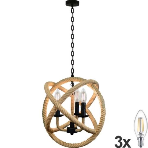 LED Csillár láncon ROPE GLOBO 3xE14/4