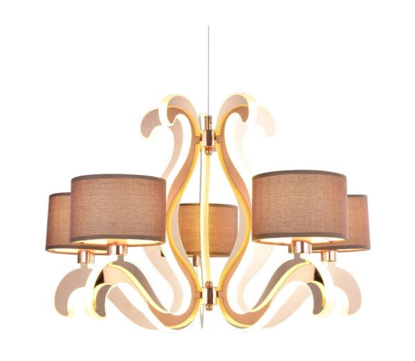 LED Csillár zsinóron AMBROSIA 5xE14/40W/230V + LED/43W réz
