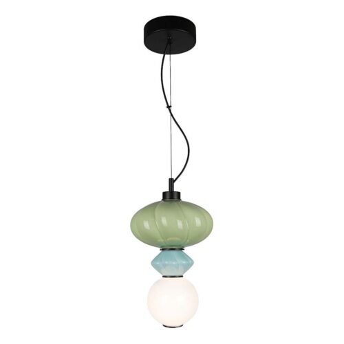 LED Csillár zsinóron ASCOLI LED/8W/230V átm. 20 cm zöld/kék