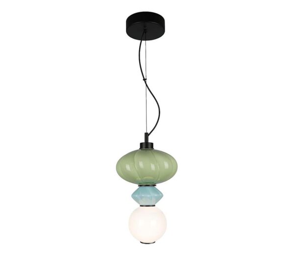 LED Csillár zsinóron ASCOLI LED/8W/230V átm. 20 cm zöld/kék
