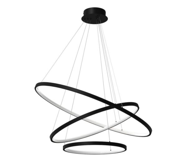 LED Csillár zsinóron HOOP LED/93W/230V átm. 60 cm 4000K fekete