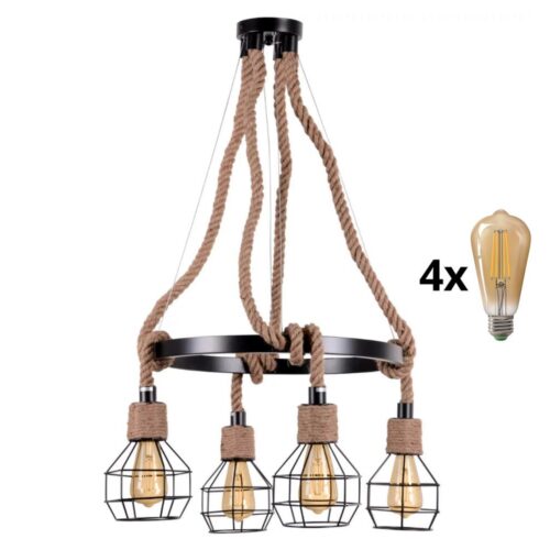 LED Csillár zsinóron ROPE ALEGRA 4xE27/10W/230V