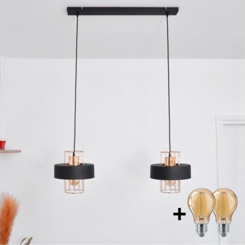LED Csillár zsinóron VOLTA 2xE27/15W/230V fekete/arany