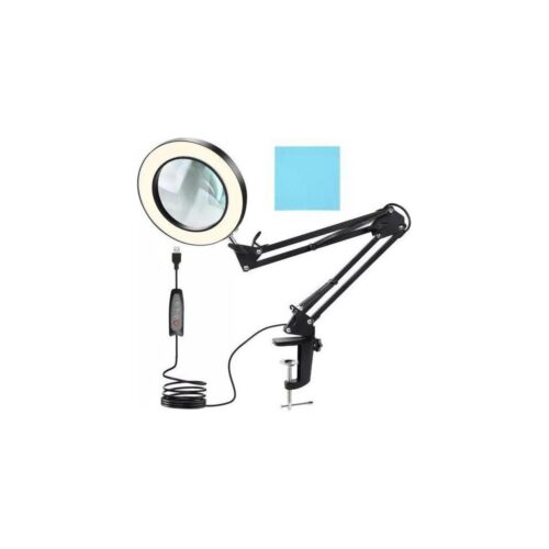 LED Dimmelhető asztali lámpa nagyítóval LED/6W/5V fekete
