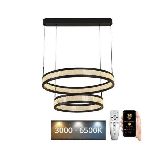 LED dimmelhető csillár zsinóron LED/70W/230V fekete + távirányítás