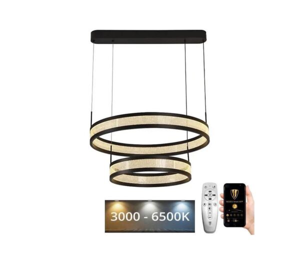 LED dimmelhető csillár zsinóron LED/70W/230V fekete + távirányítás