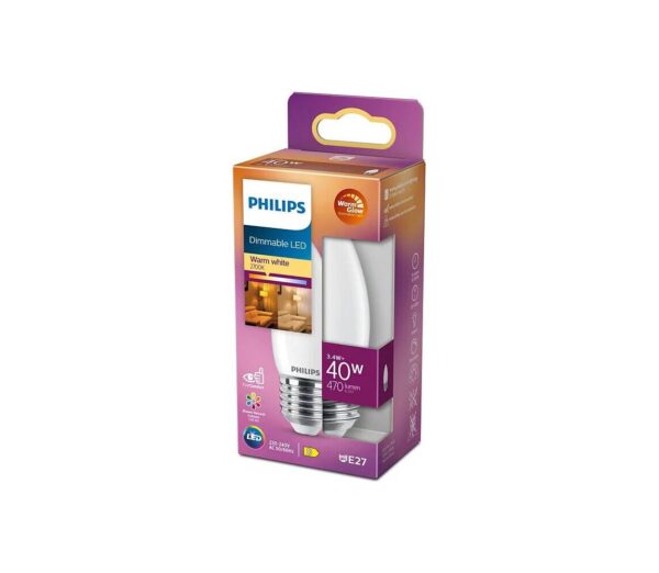 Philips LED Dimmelhető izzó Philips Warm Glow B35 E27/3