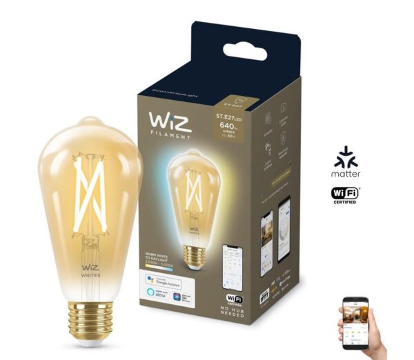 WiZ LED Dimmelhető izzó VINTAGE ST64 E27/7W/230V 2000