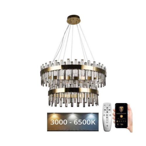LED Dimmelhető kristály csillár zsinóron LED/190W/230V + távirányítás