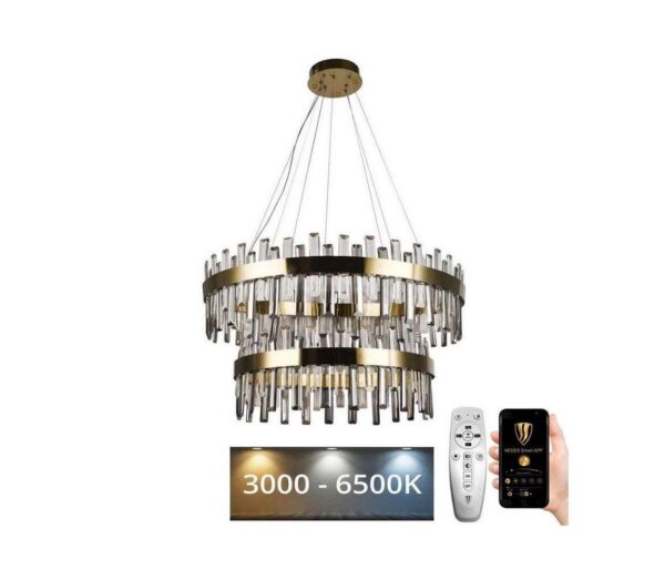 LED Dimmelhető kristály csillár zsinóron LED/190W/230V + távirányítás