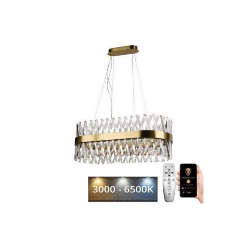 LED Dimmelhető kristály csillár zsinóron LED/90W/230V + távirányítás