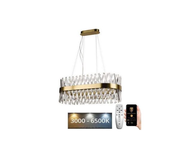 LED Dimmelhető kristály csillár zsinóron LED/90W/230V + távirányítás