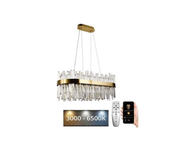 LED Dimmelhető kristály csillár zsinóron LED/90W/230V + távirányítás