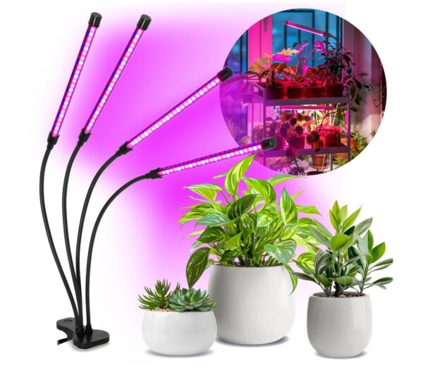 LED Dimmelhető lámpa csipesszel növények termesztésére VITARO 4xLED/10W/230V fekete