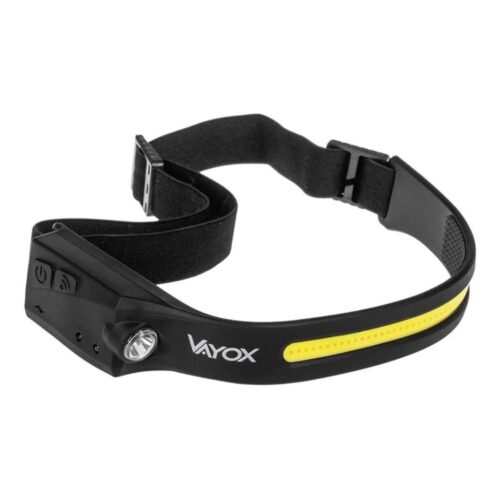 Vayox LED Dimmelhető újratölthető fejlámpa érzékelővel 2xLED/5V IP44 350 fényes 1200 mAh