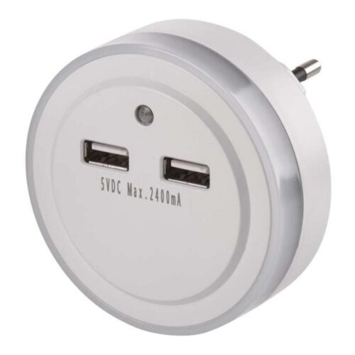 LED Éjszakai fény fényérzékelővel konnektoros+2xUSB 3xLED/0