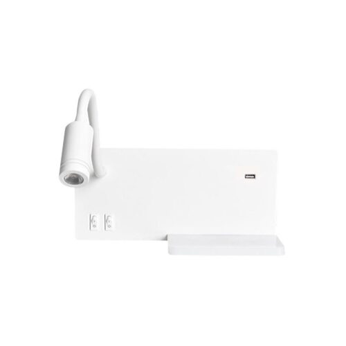 LED Fali lámpa SHELF 1xLED/4W+1xLED/5W+1xLED/2W/230V + USB port fehér