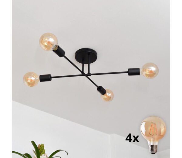 LED Felületre szerelhető csillár CAMBRIDGE 4xE27/8W/230V fekete