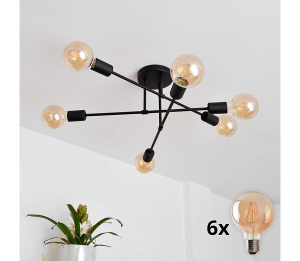 LED Felületre szerelhető csillár CAMBRIDGE 6xE27/8W/230V fekete