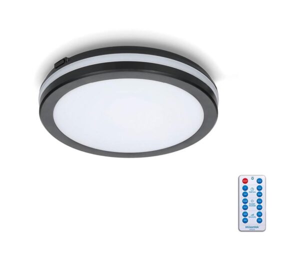 LED Fürdőszobai mennyezeti lámpa érzékelővel LED/12W/230V átm. 20 cm fekete + távirányító